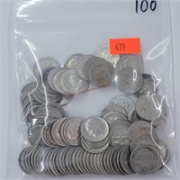 100- Silver Roosevelt Dimes