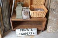 Bird House, Basket, Stand & Private Property SIgn