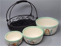 Country Angel Nesting Bowls & Casserole Carrier