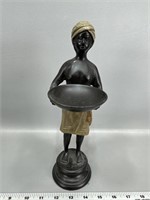Blackamoor Figurine Holding Bowl Nubian Figure W/