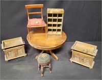 Group of vintage salesman's sample furniture