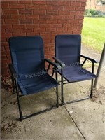 Pair of Navy Outdoor Folding Chairs