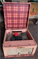Vintage Plaid Travler 45 Record Player-not working