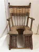 Vintage wood/wicker potty chair