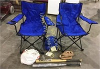 Camping Chairs, Baseball Glove, 2 Bats,