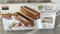 E5) New Bamboo Food Wrap Dispenser Set