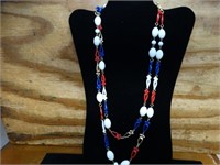 52" Red, White & Blue Beaded Necklace