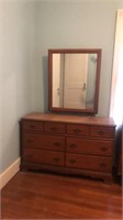 Hard rock maple dresser and mirror