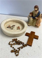 Rosary, Jesus & children (resin) and VTG Baby