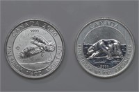 2 - 1.5ozt Silver .999 Canadian Rounds (3ozt TW)