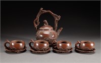Qing Dynasty purple clay pot set