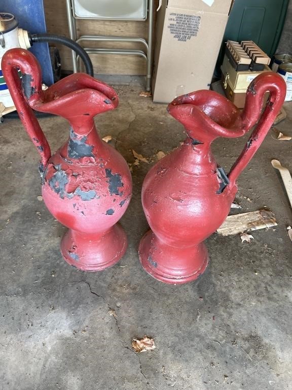 2 large outdoor concrete vases