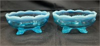 (2) Aqua Opal Sauce Bowls