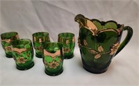 6 Pc EAPG Paneled Dogwood Water Set (chips)