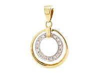 Diamond and two tone 9ct gold circle pendant
