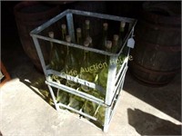 Two Metal Crates With Champagne Bottles