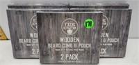 5 SEALED 2 PK WOODEN BEARD COMB & POUCH