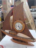 Wooden Sailboat Table Top Clock