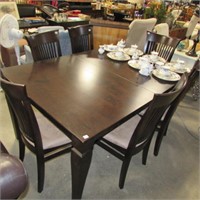 MODERN DINING TABLE W/ 6 CHAIRS & 20" LEAF