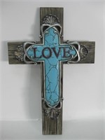 Wood & Resin "Love" Wall Cross - 9.5" x 15"