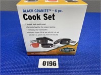 New 6 Piece Black Granite Cook Set