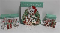 (3) Fitz And Floyd Kitty Kringle Porcelain Figures