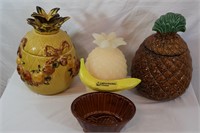 4 Pcs. Pineapple Cookie Jars, Mold, Candle