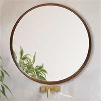 30In Round Wood Mirror  (Brown)