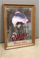 MILLER HIGH LIFE BEER MIRROR - LARGE MOUTH BASS