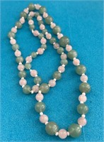 D - BEADED STONE & ROSE QUARTZ NECKLACE (J120)