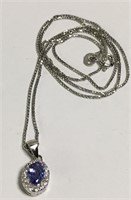 Sterling Silver And Tanzanite Pendant Necklace