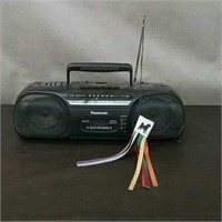 Panasonic Portable AM/FM Cassette Radio, Powers On