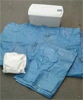 Tote-2 Blue Tarps & White Disposable Clean Suit