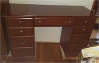 Double pedestal knee hole desk, no name brand