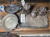 Group of silver plate serving pieces