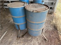 2- 55 gal steel drum deer feeders