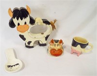 Wooden Cow Bank - Cow Spoon Rest - Cow Lid for