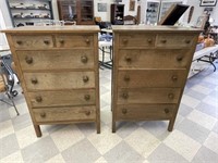 Pair of Mission Oak Highboy Dressers