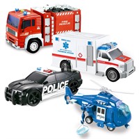 **READ DESC** JOYIN 4 Packs Emergency Vehicle Toy