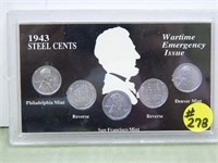 1943 Wartime Emergency Issue – Steel Cent Set