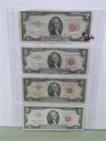 (1) 1953, (3) 1963 $2 RED SEAL Notes – VG to Crisp