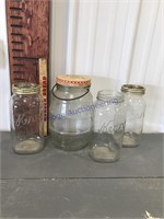 Gallon jar w/lid and handle,(3) 2-qt canning jars