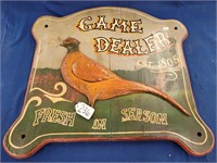 wooden game dealer sign w/ 3d pheasant apr 2'x28"
