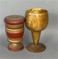 2 central PA wooden turnings ca. 20th century;