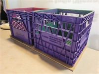 2 Crates Painted Purple with Board Bottoms