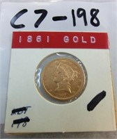 C7-198  1861 Liberty Head $5 gold Half Eagle