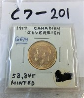 C7-201 1917 Gold Canadian Sovereign C mint mark