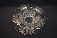 2 PC SILVER OVERLAY BOWL SET - PLATE 11 1/2"W