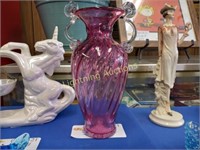 CLEAR TO PINK ART GLASS URN