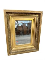 19TH CENT. ORNATE GOLD FRAME DEEPWELL MIRROR